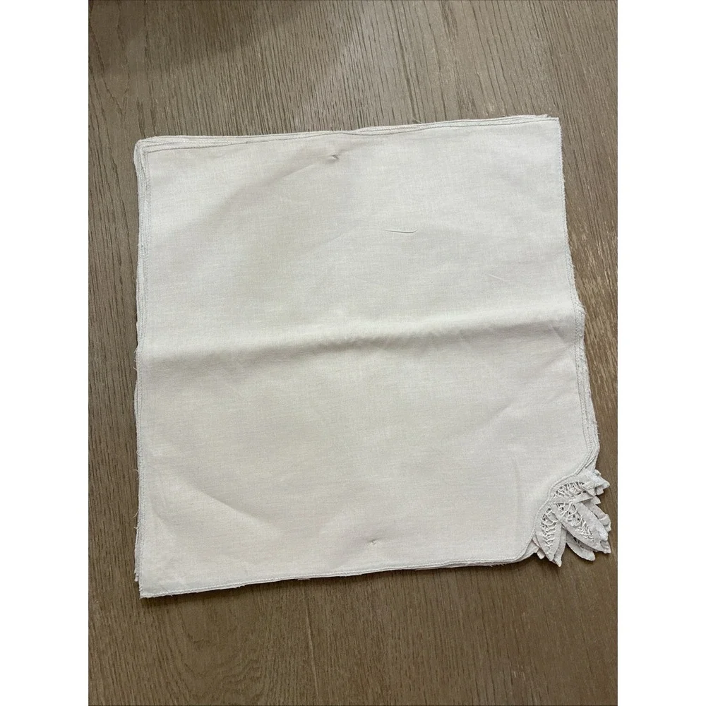VTG NWOT Linen Napkins Battenburg Belgian Lace Corner  15